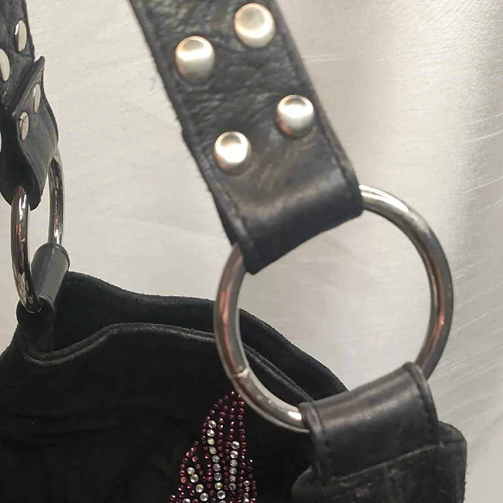 Black and Red Skull Embellished Shoulder‎ Bag 13X15